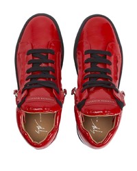 rote Leder niedrige Sneakers von Giuseppe Zanotti