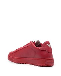 rote Leder niedrige Sneakers von Emporio Armani