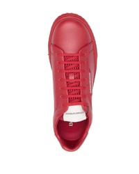 rote Leder niedrige Sneakers von Emporio Armani