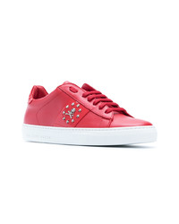 rote Leder niedrige Sneakers von Philipp Plein