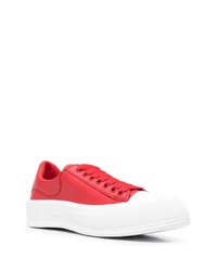 rote Leder niedrige Sneakers von Alexander McQueen