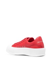 rote Leder niedrige Sneakers von Alexander McQueen