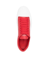 rote Leder niedrige Sneakers von Alexander McQueen