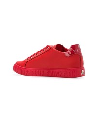 rote Leder niedrige Sneakers von Philipp Plein