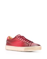 rote Leder niedrige Sneakers von Santoni