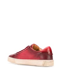 rote Leder niedrige Sneakers von Santoni