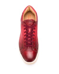 rote Leder niedrige Sneakers von Santoni