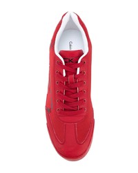 rote Leder niedrige Sneakers von Calvin Klein Jeans