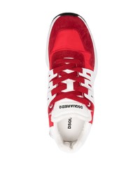 rote Leder niedrige Sneakers von DSQUARED2