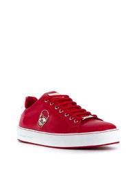 rote Leder niedrige Sneakers von Philipp Plein