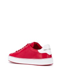 rote Leder niedrige Sneakers von Philipp Plein