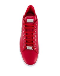 rote Leder niedrige Sneakers von Philipp Plein