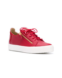 rote Leder niedrige Sneakers von Giuseppe Zanotti Design