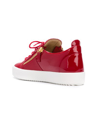 rote Leder niedrige Sneakers von Giuseppe Zanotti Design