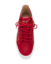 rote Leder niedrige Sneakers von Giuseppe Zanotti Design