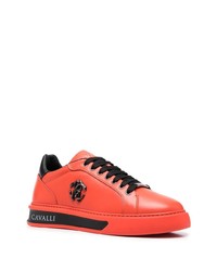 rote Leder niedrige Sneakers von Roberto Cavalli