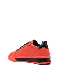 rote Leder niedrige Sneakers von Roberto Cavalli