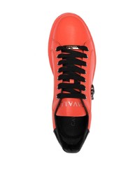 rote Leder niedrige Sneakers von Roberto Cavalli