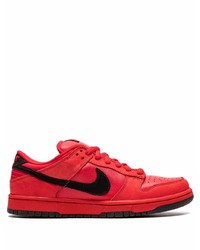 rote Leder niedrige Sneakers von Nike