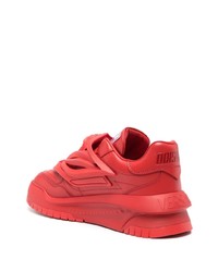 rote Leder niedrige Sneakers von Versace