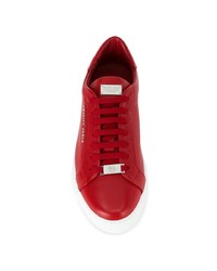 rote Leder niedrige Sneakers von Philipp Plein