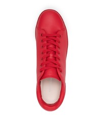 rote Leder niedrige Sneakers von Raf Simons