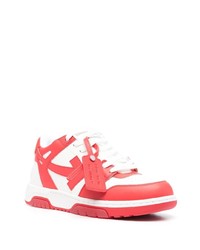 rote Leder niedrige Sneakers von Off-White