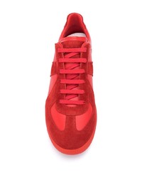 rote Leder niedrige Sneakers von Maison Margiela