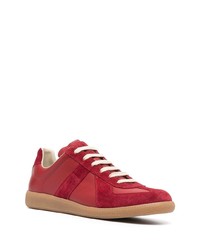 rote Leder niedrige Sneakers von Maison Margiela