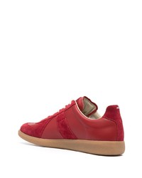 rote Leder niedrige Sneakers von Maison Margiela