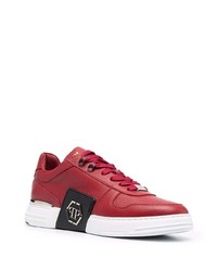 rote Leder niedrige Sneakers von Philipp Plein