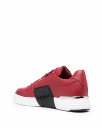 rote Leder niedrige Sneakers von Philipp Plein