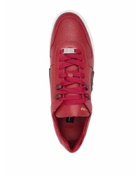 rote Leder niedrige Sneakers von Philipp Plein