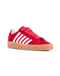 rote Leder niedrige Sneakers von DSQUARED2