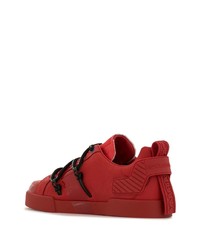 rote Leder niedrige Sneakers von Dolce & Gabbana