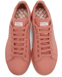 rote Leder niedrige Sneakers von Adidas By Raf Simons