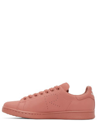 rote Leder niedrige Sneakers von Adidas By Raf Simons