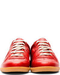 rote Leder niedrige Sneakers von Maison Martin Margiela