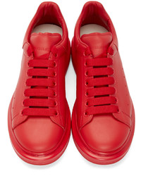 rote Leder niedrige Sneakers von Alexander McQueen