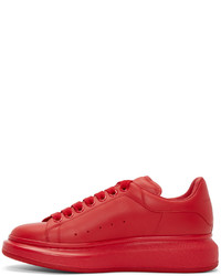 rote Leder niedrige Sneakers von Alexander McQueen