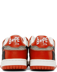 rote Leder niedrige Sneakers von BAPE