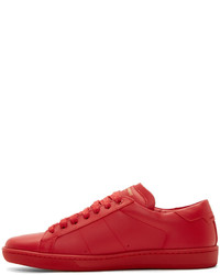 rote Leder niedrige Sneakers von Saint Laurent