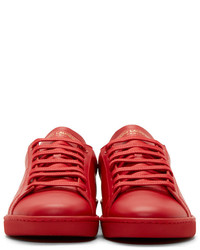 rote Leder niedrige Sneakers von Saint Laurent