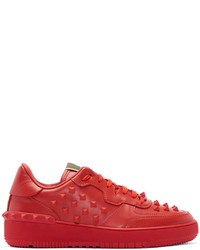 rote Leder niedrige Sneakers von RED Valentino