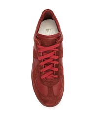 rote Leder niedrige Sneakers von Maison Margiela