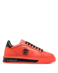 rote Leder niedrige Sneakers von Roberto Cavalli