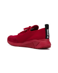 rote Leder niedrige Sneakers von Diesel