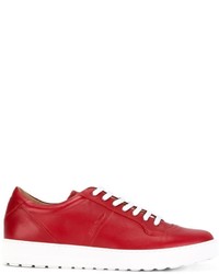 rote Leder niedrige Sneakers von Salvatore Ferragamo