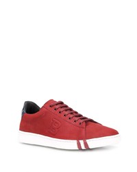 rote Leder niedrige Sneakers von Bally