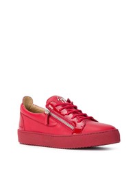 rote Leder niedrige Sneakers von Giuseppe Zanotti